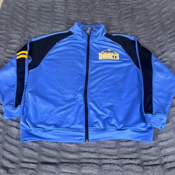 NBA Denver Nuggets Track Jacket‎ Mens XL Blue Full Zip Embroidered Logo AQ078