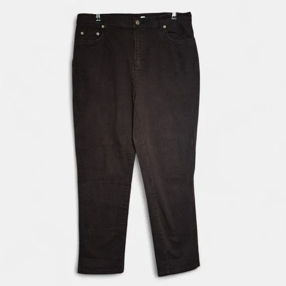 Bill Blass Jeans Womens 16 Cholate High‎ Rise Straight Leg Stretch Cotton Denim
