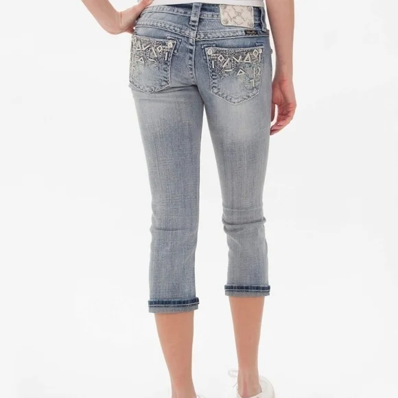 Miss Me JE8131C Embellished Signature Cropped Skinny Jeans Size 26