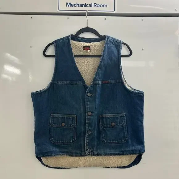 VTG 80s Big Ben Sherpa Lined Denim Vest