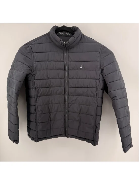 Men's Nautica Reversible Puffer‎ Jacket Large Gray Orange
