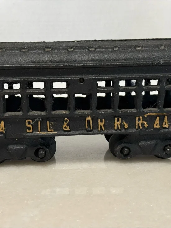 Vintage Cast Iron Train Car - Black with Gold Lettering