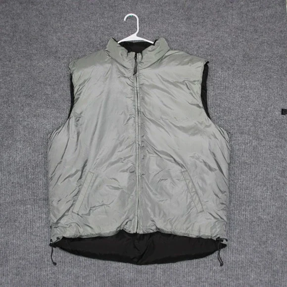 Old Navy Mens Puffer Vest Reversible Gray Black Full Zip‎ Sleeveless Padded XL
