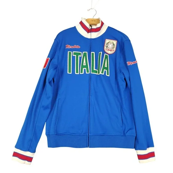 Mondetta‎ Italia Track Jacket Men's Large Blue White Red Full Zip Athletic