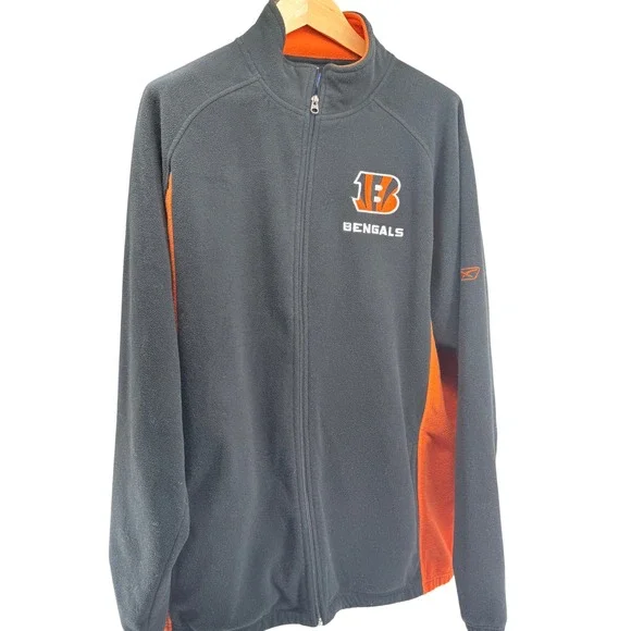 Cincinnati Bengals NFL Fleece‎ Jacket Full Zip Black Orange Mens Football
