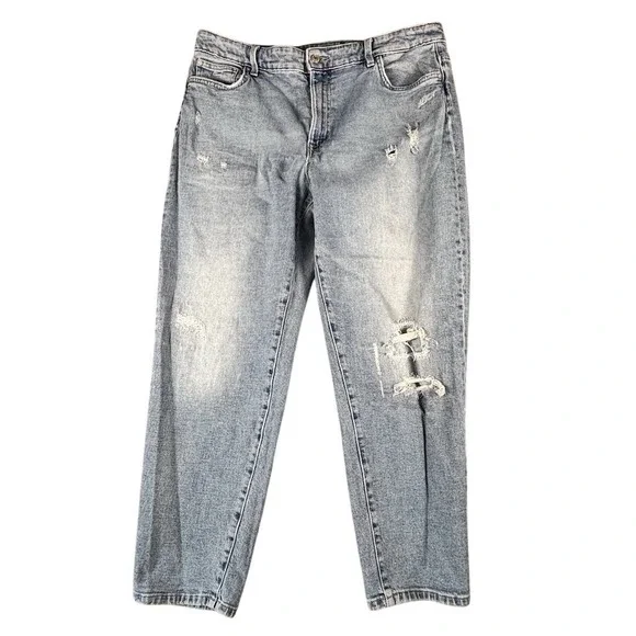 Vintage Tommy Jeans‎ Womens Straight Leg Jeans Size 12 Light Wash Distressed Mid