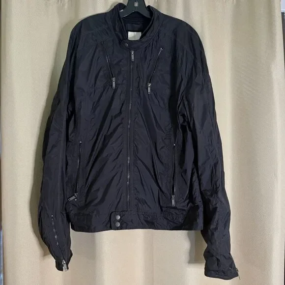VTG Diesel Technical Nylon Flight Jacket Packable Windbreaker Zip Black Men XXXL
