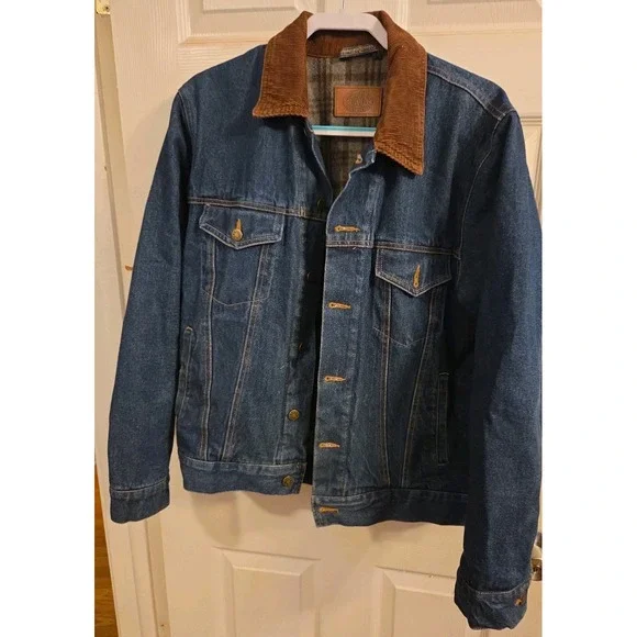 Vntg Gibson Denim Jacket Size M Mens Wool/poly Lining Nice