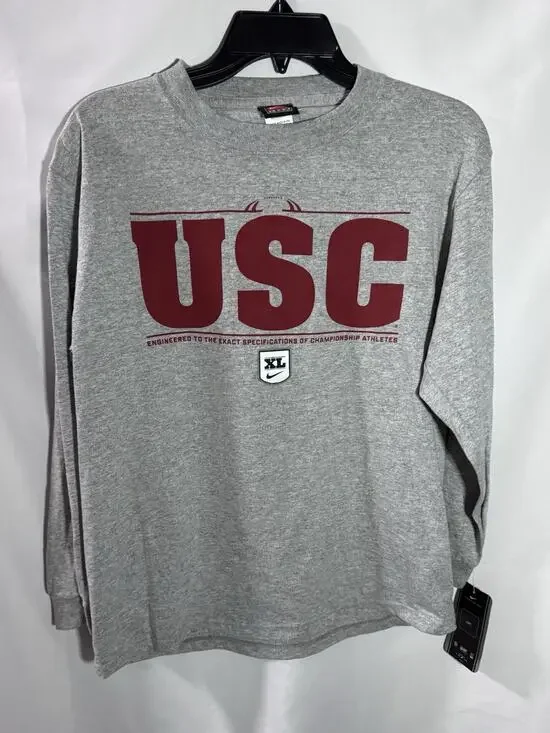 Nike USC Trojans Youth XL Grey Wordmark Long Sleeve T Shirt
