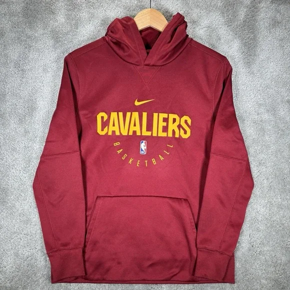Nike Cleveland Cavaliers Hoodie Sweatshirt Youth Boys L Pullover Red Dri Fit NBA