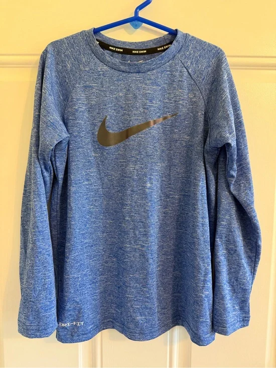 Nike Swim Boys Heather Blue Crewneck T with Swoosh (S)