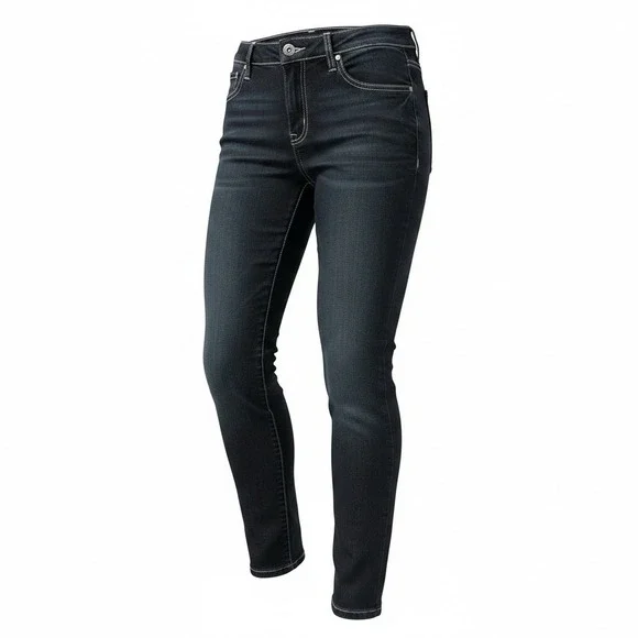 Qias Stitch - Jeans Women's Size 20 Black Denim Straight Leg Embroidery 40x30
