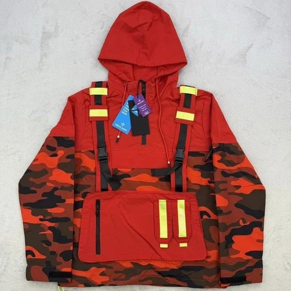 Create 2MRW Jacket Mens Small Tactical‎ Anorak Red Orange Camo Chest Rig