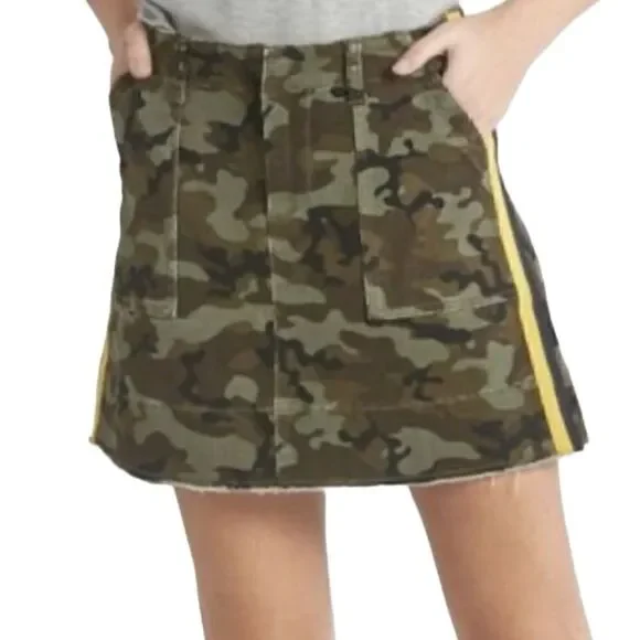 Dear John Jean Mini Skirt Camo Green Size 25 (NWT)