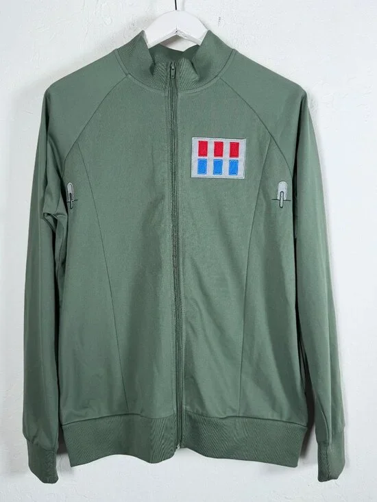 Star Wars ThinkGeek Rebel Alliance Rank Badge Track Jacket Olive Green Small