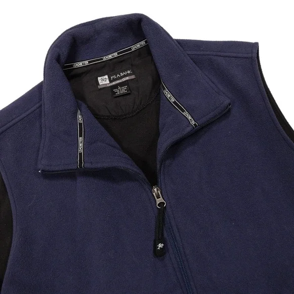 VINTAGE JOS A BANK Men's L Navy‎ Leadbetter Full Zip Fleece Athletic Golf Vest