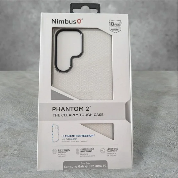 Nimbus9 Phantom 2 Case for Samsung Galaxy S22 Ultra 5G 3D Hexa Clear See Desc W6