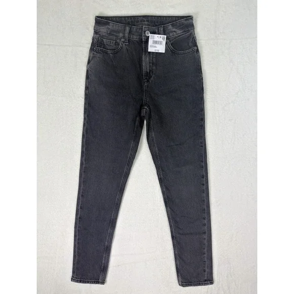 New American Eagle Jeans Womens‎ 000 Black Medium Wash Denim Mom High Rise