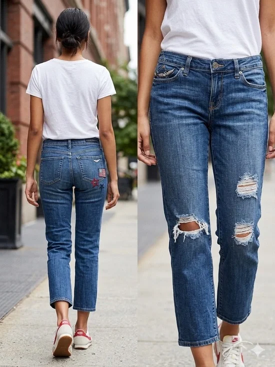 Rock & Republic Distressed Americana Straight Leg Jeans