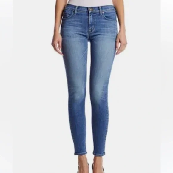 Hudson Natalie Mid Rise Skinny Jeans Raw Hem