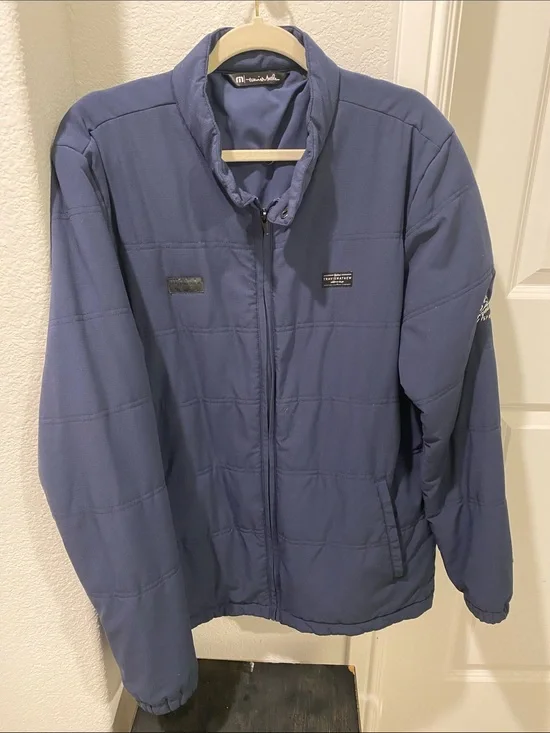 Travis Mathew Men's Blue Quilted Puffer Jacket