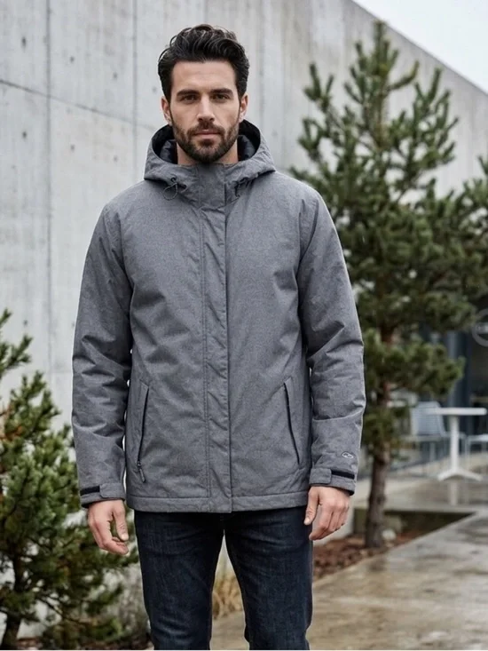 Champion‎ Men's Gray Hooded Windbreaker Jacket Black Sz XXL