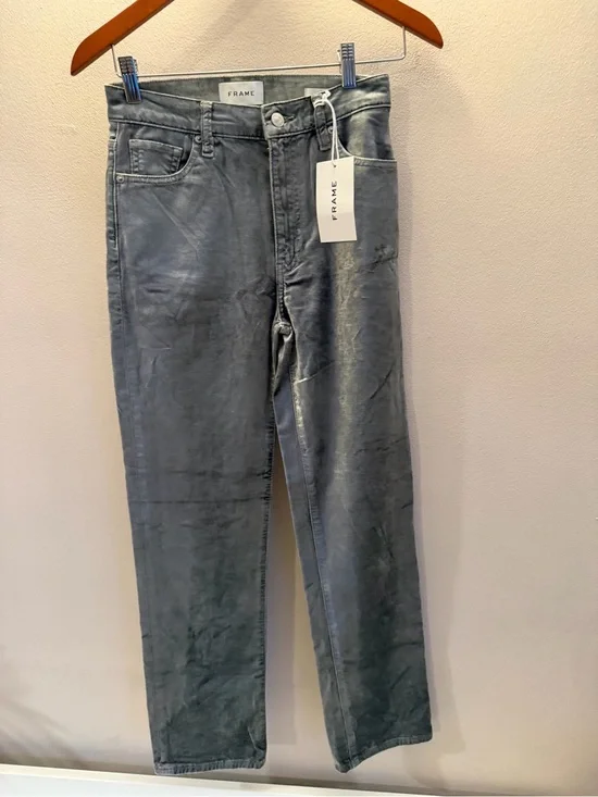 FRAME Le Sleek Straight‎ High Rise Jeans OSTR Grey LSLS411 New 24