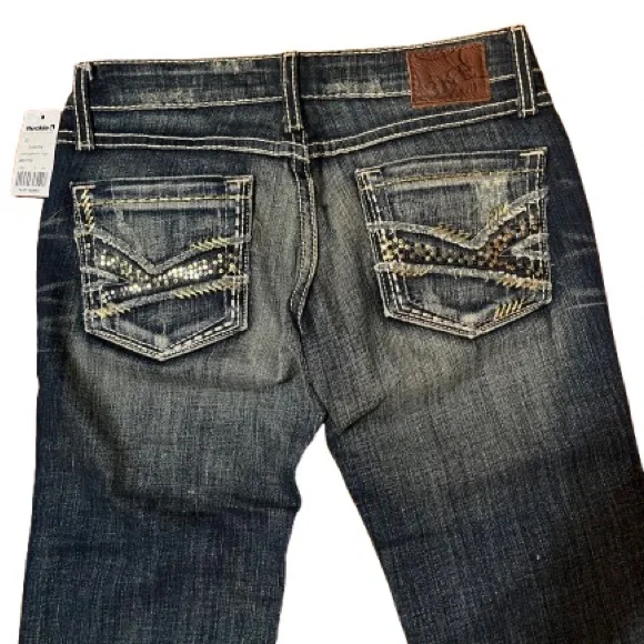 NWT BKE Sabrina Embellished Sequins Blue Denim Capri Jeans Size 24