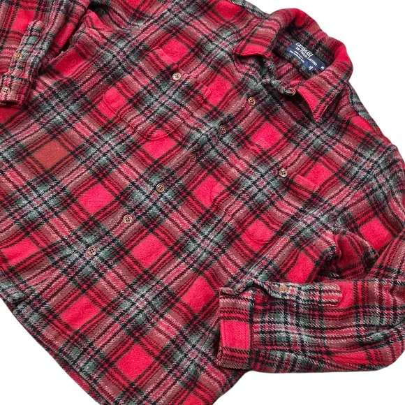 VTG Polo Ralph Lauren 100% Wool Plaid Flannel‎ Shirt Jacket L XL USA