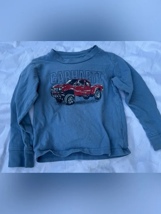 Carhartt Blue Kids Shirt with Red Pickup Truck Graphic