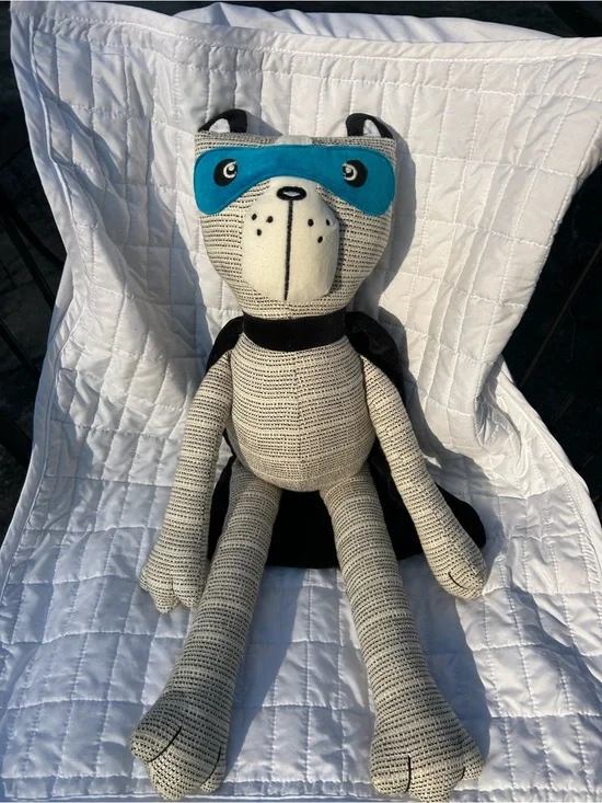 PillowFort Plush Cat Caper Superhero Blue Mask Black Cape Stuffed Animal 23