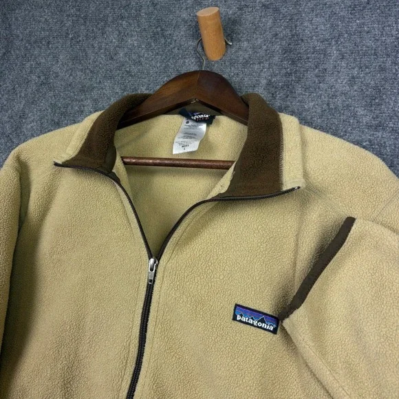 Patagonia Synchilla Fleece Pullover Mens L Tan Brown 1/4 Zip Jacket 0623