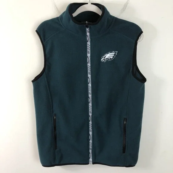 Philadelphia Eagles NFL Team Apparel Full Zip Fleece Vest Men's Sz S Green