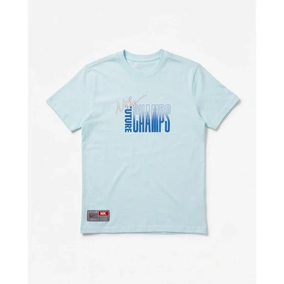 Nike Future Champs Light Blue Graphic T-Shirt Mens Short Sleeve Crewneck‎ Tee