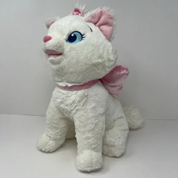 Genuine Disney Aristocats Marie White Cat Plush with Pink Bow Stuffed‎ Animal