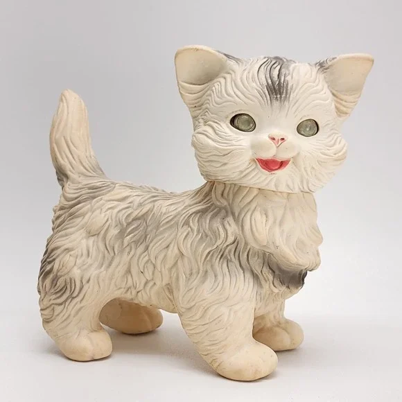 Edward Mobley Squeaky Rubber Toy Cat‎ Sleepy Eyes 1960's Vintage 9
