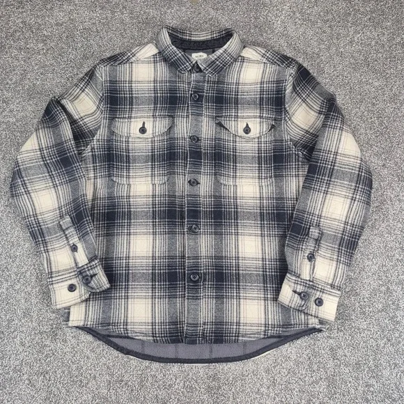 Flint and Tinder Expedition Shirt Jacket Mens Large Plaid Wool‎ Cotton Flannel