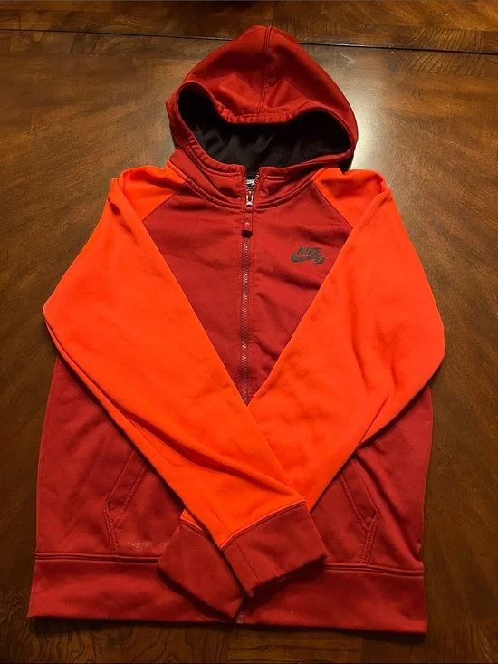 Boys Nike Two-Tone Red and Orange Full-Zip Hoodie