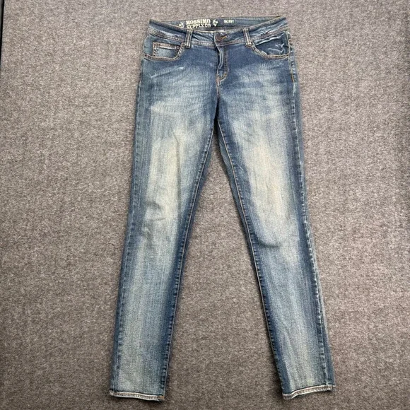 Mossimo Supply Co Women Skinny Jeans Medium Wash Distressed Size 9 Stretch Denim
