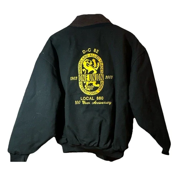Vintage UFCW Local 880 Union Labor Jacket XL Made USA Black Bomber Coat