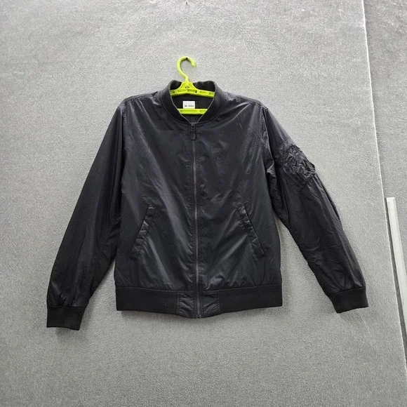 Uniqlo Men Jacket L Black Nylon Polyester MA1‎ Blouson Bomber Zipper Long Sleeve