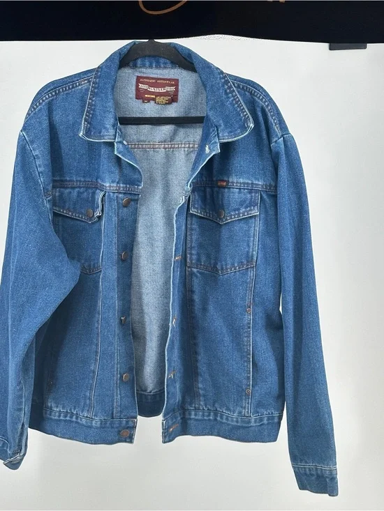 Vintage Men’s Medium Rustler‎ Blue Denim Trucker Jacket Cotton