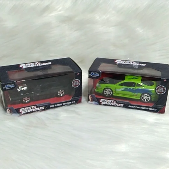 (A-1) NWT Fast & Furious Doms Dodge Charger & Brians Mitsubishi Eclipse Bundle