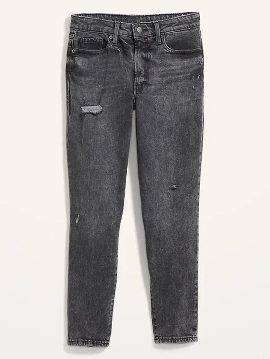 Old Navy High-Rise Curvy O.G. Straight Jeans Distressed Black - 12P