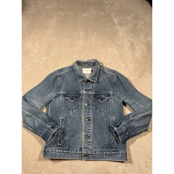 Peter Manning Denim Jacket Size 4 Blue Cotton NICE
