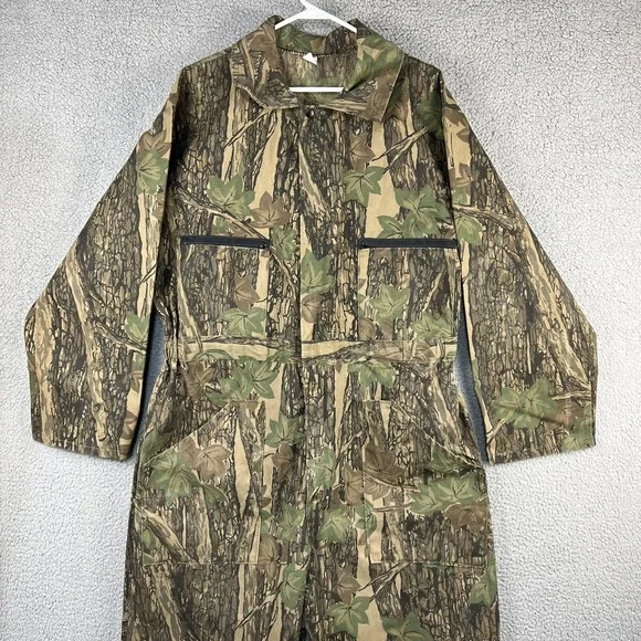 VTG 1-Piece Trebark Camouflage Coveralls‎ Hunting Jumpsuit USA Made Men's XL