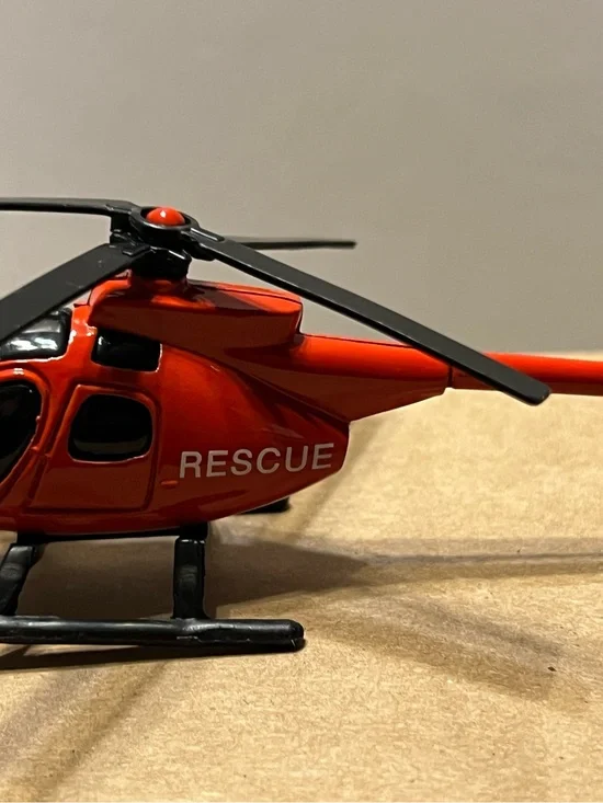 Red Rescue Helicopter Toy Die Cast Metal