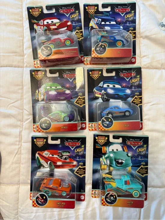 Disney Pixar Cars Race to Celebrate Light Up Set of (6) 20th Anniversary Mattel