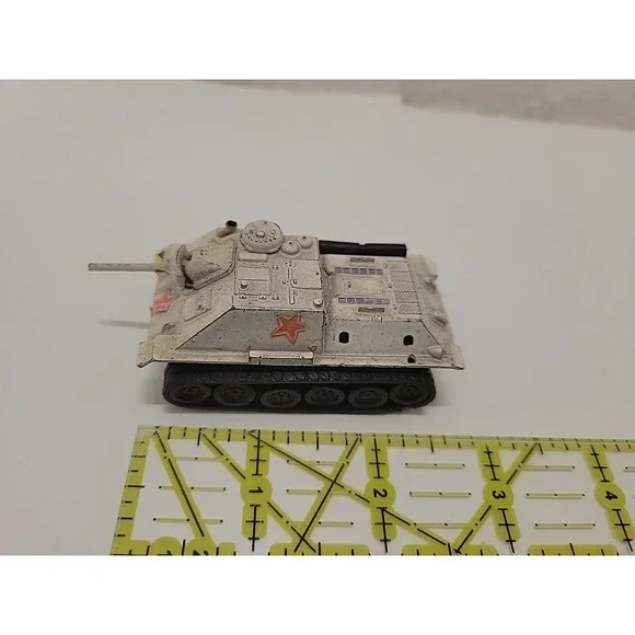 Vintage Zylmex T409 SU-100 Soviet Tank Diecast Hong Kong Military Toy 4in