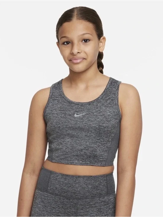 Nike Heather Gray Girls' Athletic Crop Tank Top